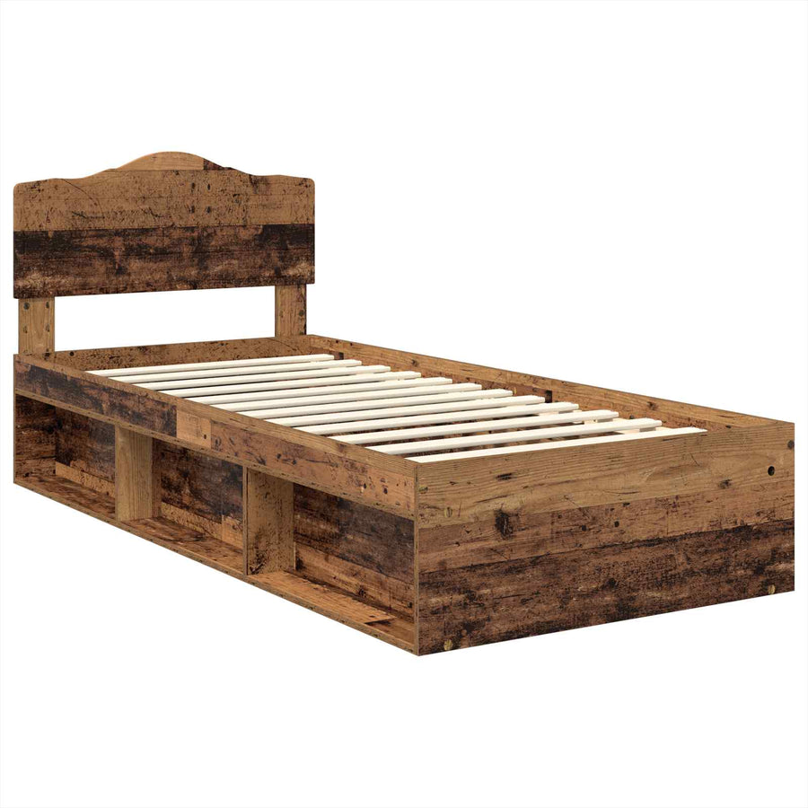 Bedframe met hoofdeinde Oudhout 90 x 190 cm Massief grenenhout