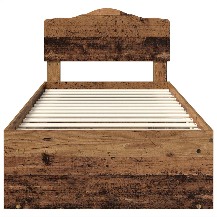 Bedframe met hoofdeinde Oudhout 90 x 190 cm Massief grenenhout