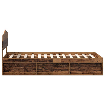 Bedframe met hoofdeinde Oudhout 90 x 190 cm Massief grenenhout