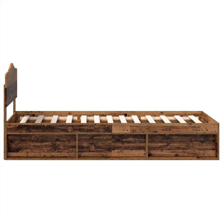 Bedframe met hoofdeinde Oudhout 90 x 190 cm Massief grenenhout