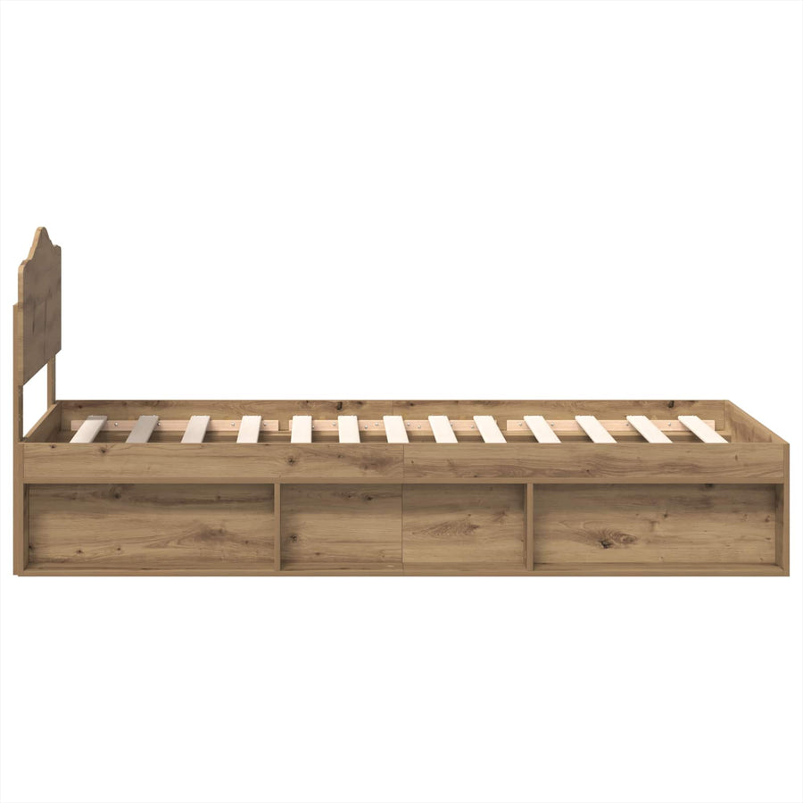 Bedframe Ambachtelijk eiken 90 x 190 cm Massief grenenhout