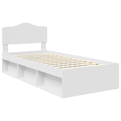 Bedframe met hoofdeinde Wit 75 x 190 cm Massief grenenhout