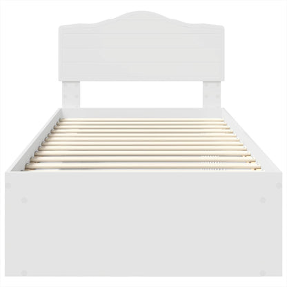 Bedframe met hoofdeinde Wit 75 x 190 cm Massief grenenhout