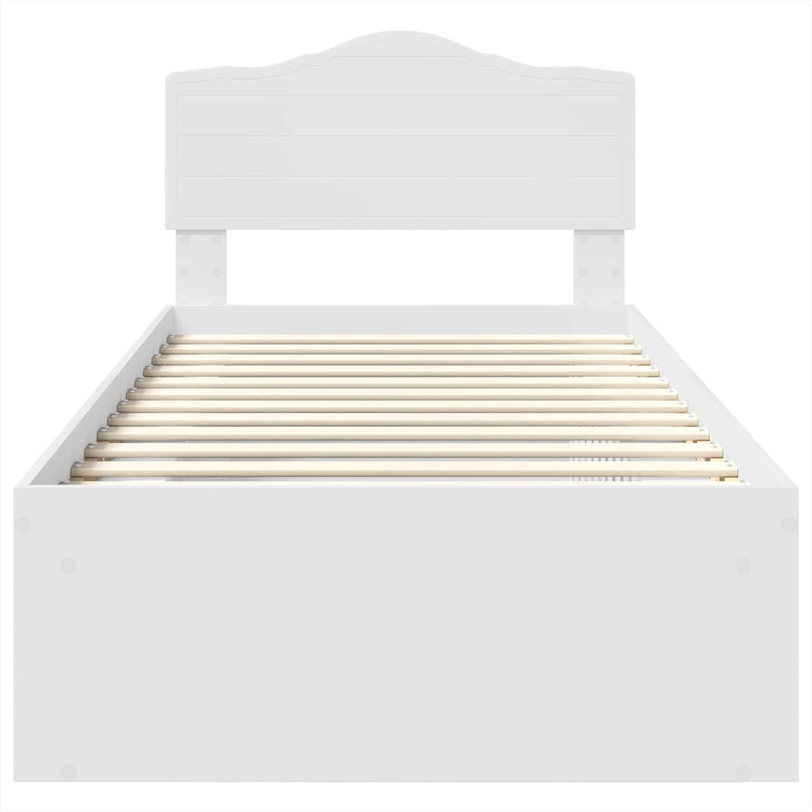 Bedframe met hoofdeinde Wit 75 x 190 cm Massief grenenhout