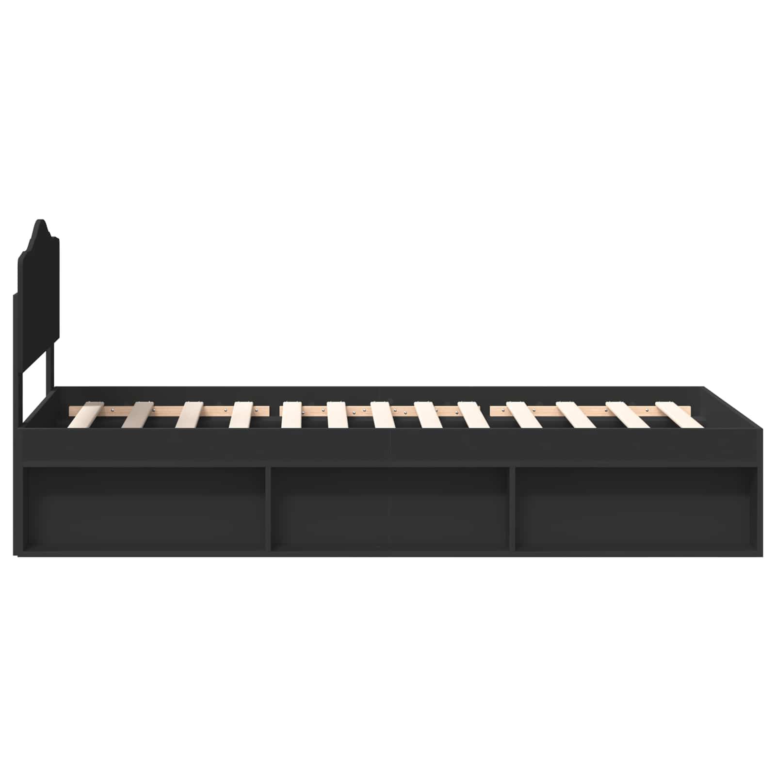 Bedframe met hoofdeinde Zwart 75 x 190 cm Massief grenenhout