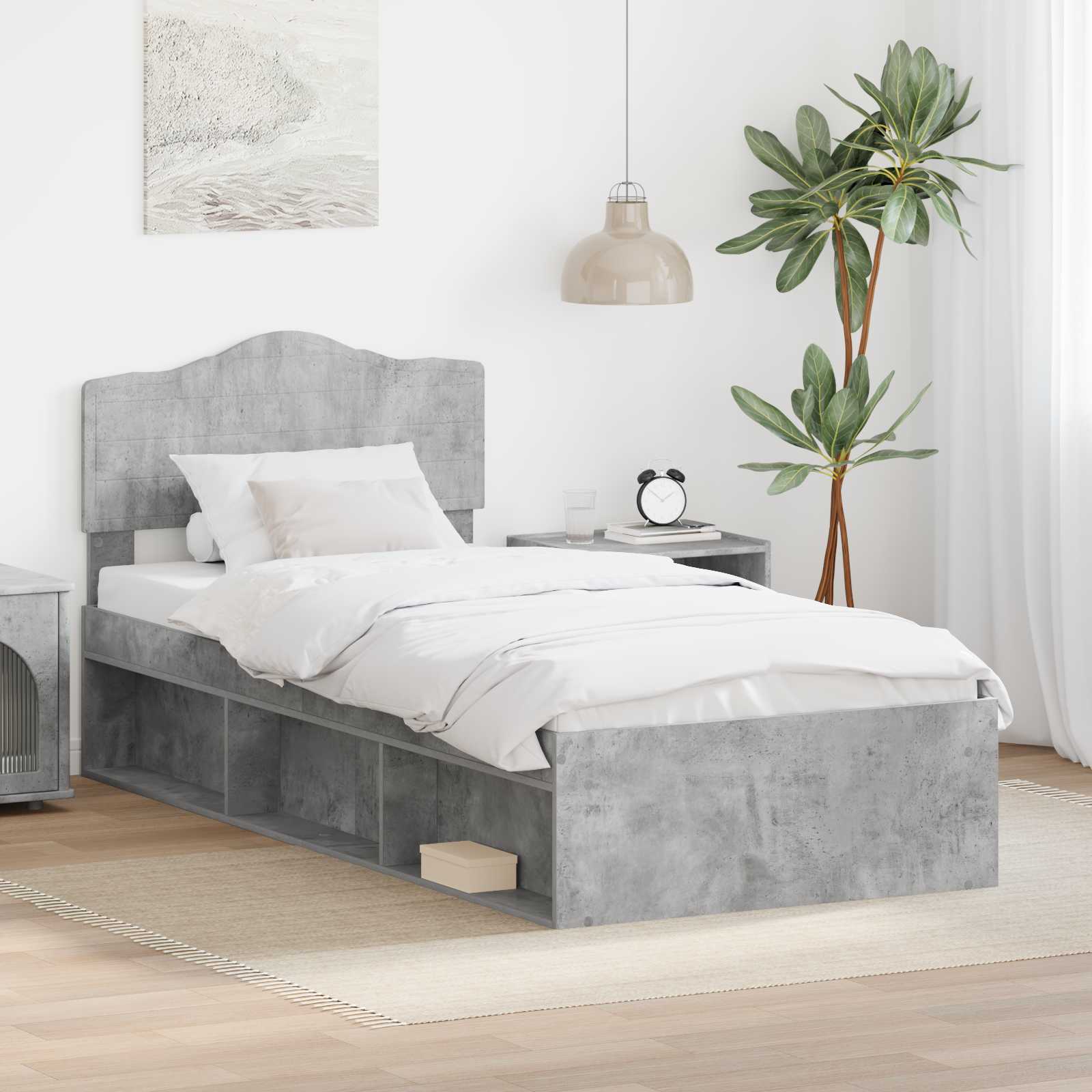 Bedframe Concerte Grijs 75 x 190 cm Massief grenenhout