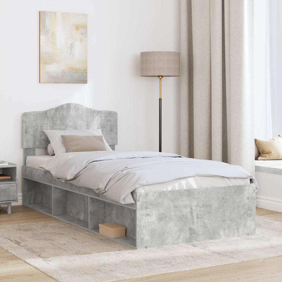 Bedframe Concerte Grijs 75 x 190 cm Massief grenenhout