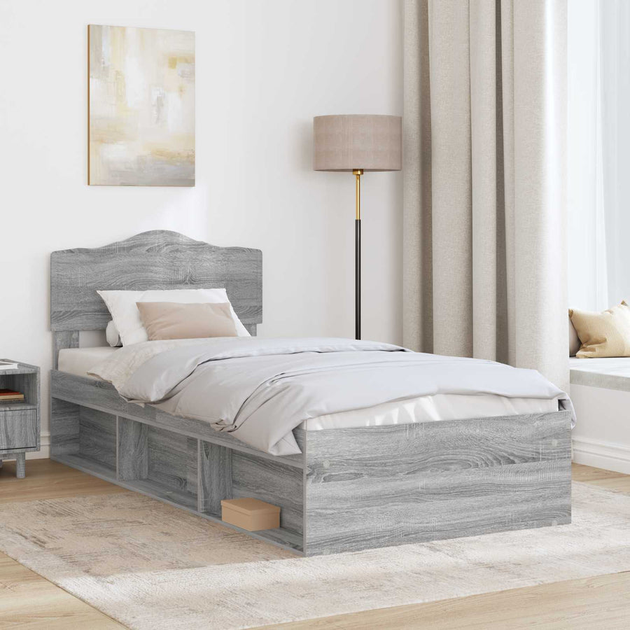Bedframe Grijs Sonoma 75 x 190 cm Massief grenenhout