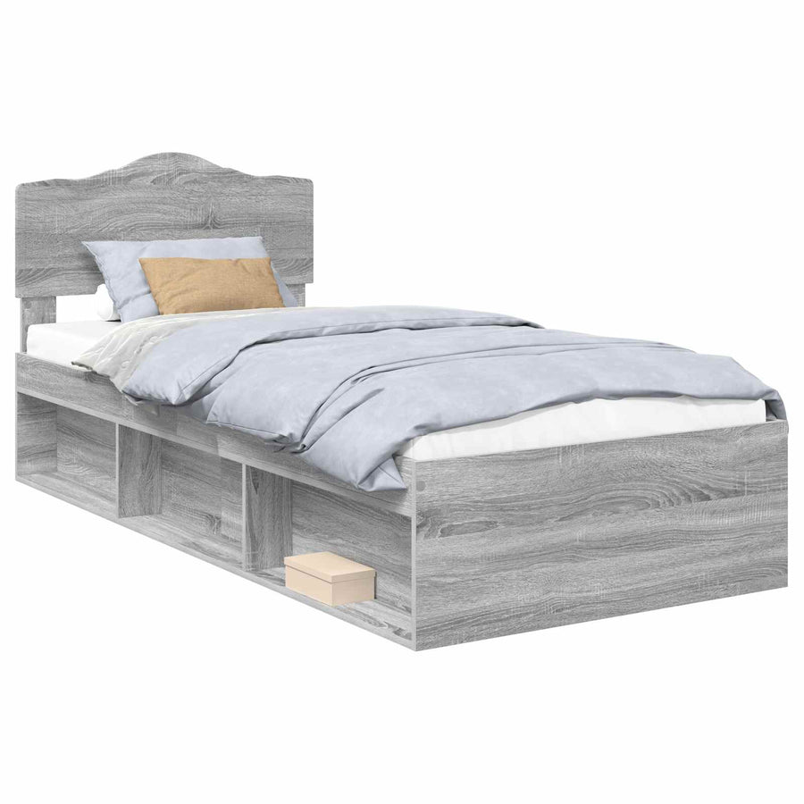 Bedframe Grijs Sonoma 75 x 190 cm Massief grenenhout