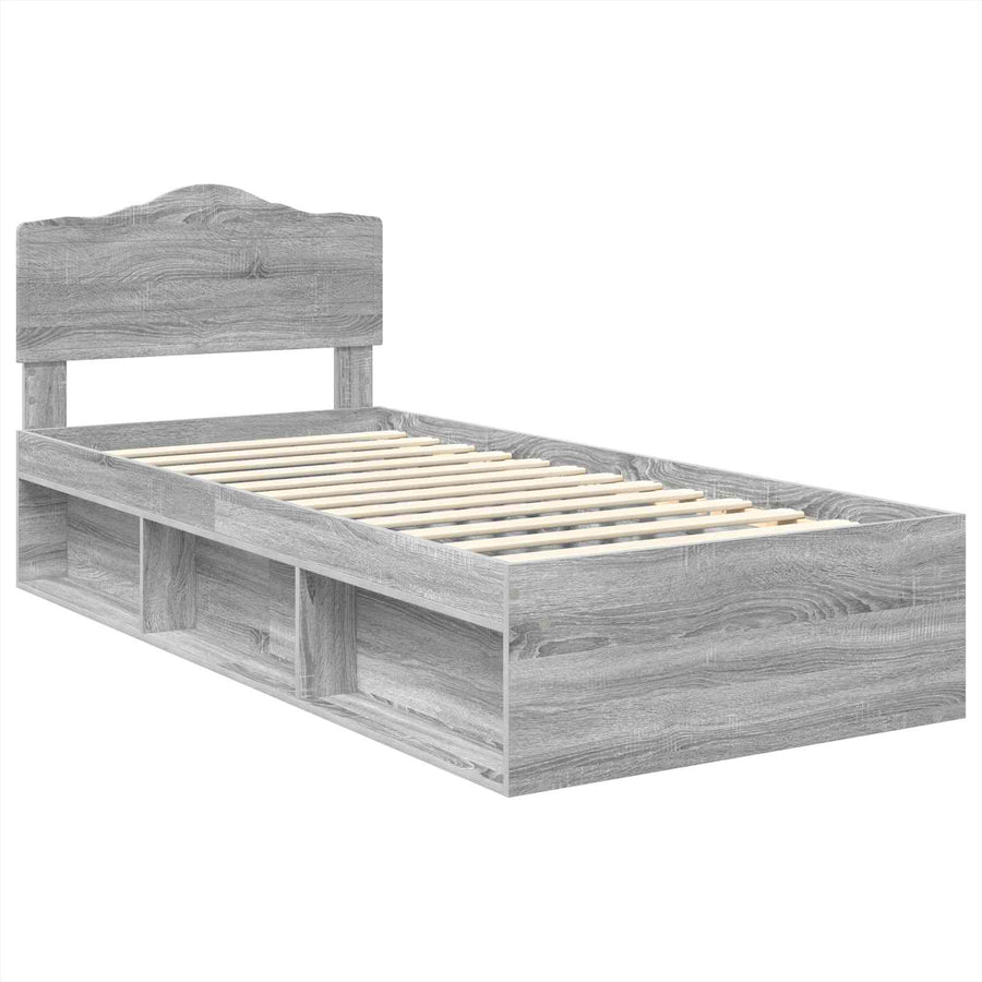 Bedframe Grijs Sonoma 75 x 190 cm Massief grenenhout