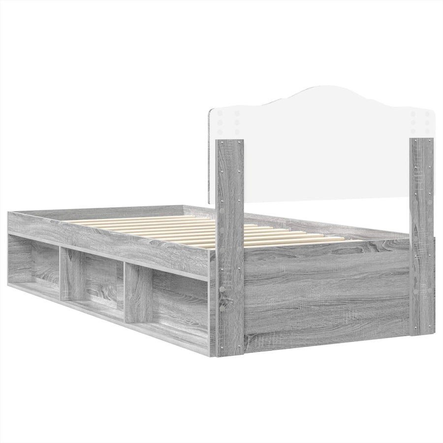 Bedframe Grijs Sonoma 75 x 190 cm Massief grenenhout