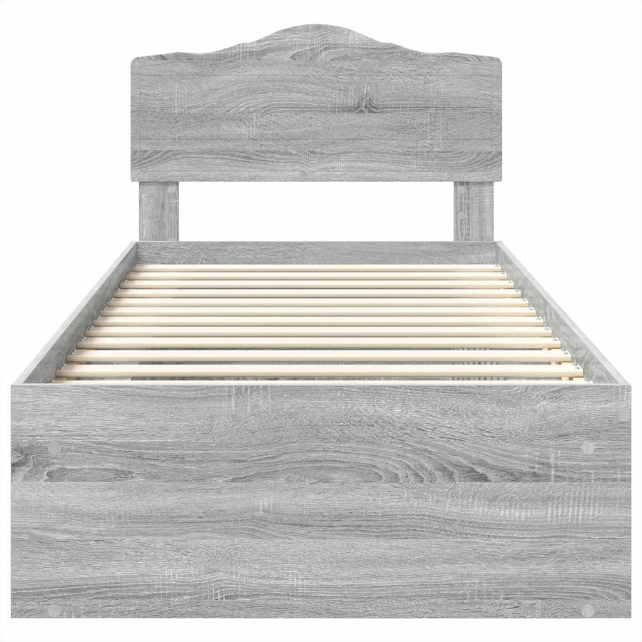 Bedframe Grijs Sonoma 75 x 190 cm Massief grenenhout