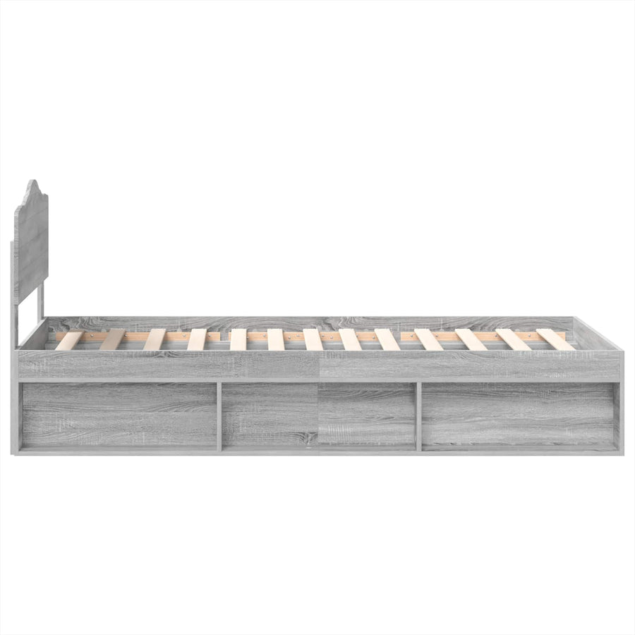 Bedframe Grijs Sonoma 75 x 190 cm Massief grenenhout