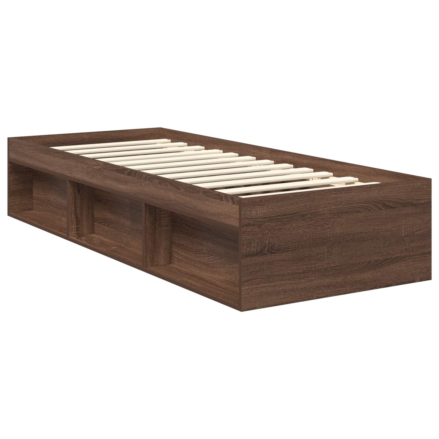 Bedframe Bruin Eiken Massief Grenenhout Bruin Eikenkleur 75 x 190 cm