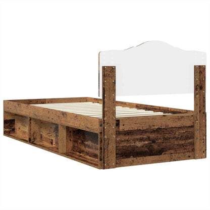 Bedframe Met Hoofdeinde Oudhout Massief Grenenhout Oud Hout 75 x 190 cm