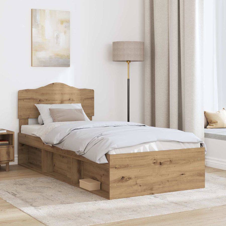 Bedframe Ambachtelijk eiken 75 x 190 cm Massief grenenhout