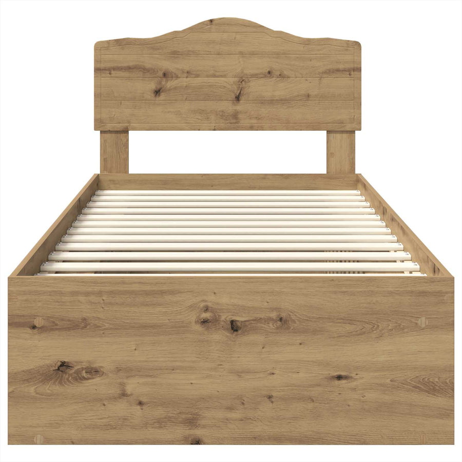 Bedframe Ambachtelijk eiken 75 x 190 cm Massief grenenhout