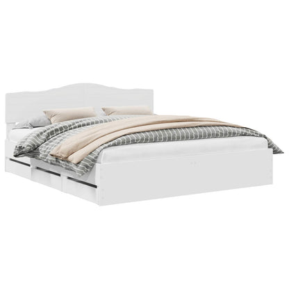 Bedframe met lade met opslag Wit 200 x 200 cm Ingenieurshout