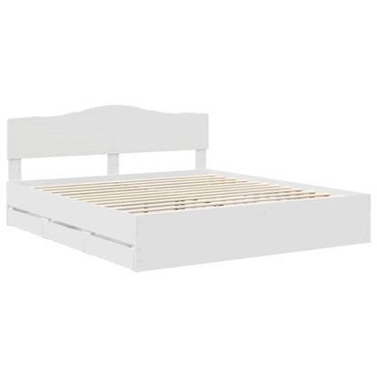 Bedframe met lade met opslag Wit 200 x 200 cm Ingenieurshout