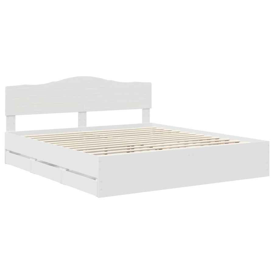 Bedframe met lade met opslag Wit 200 x 200 cm Ingenieurshout