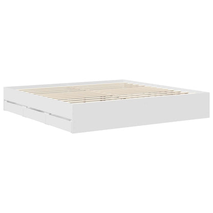 Bedframe met lade met opslag Wit 200 x 200 cm Ingenieurshout