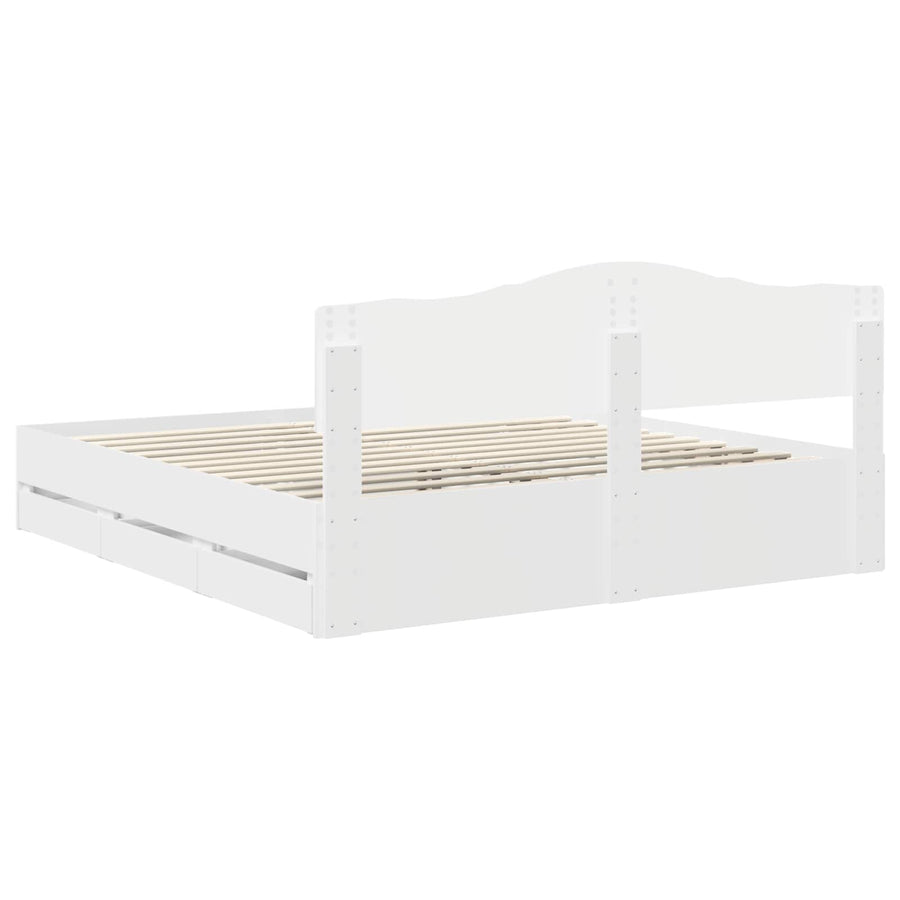 Bedframe met lade met opslag Wit 200 x 200 cm Ingenieurshout