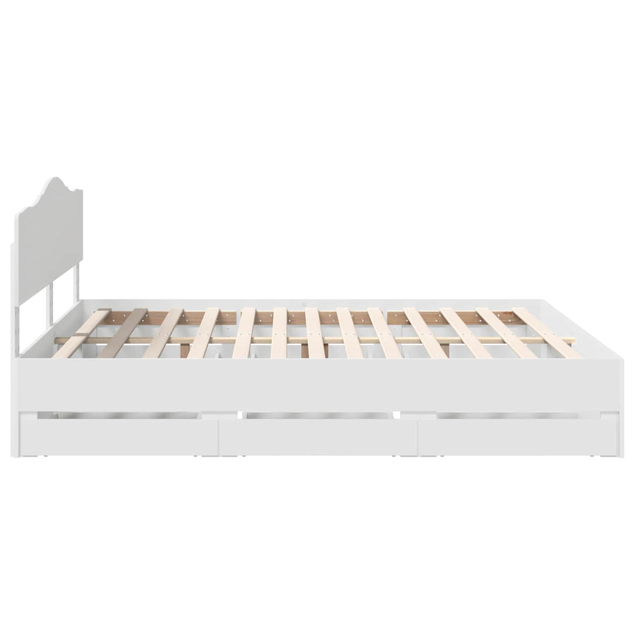 Bedframe met lade met opslag Wit 200 x 200 cm Ingenieurshout