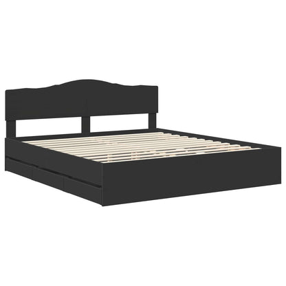 Bedframe met lade met opslag Zwart 200 x 200 cm Ingenieurshout