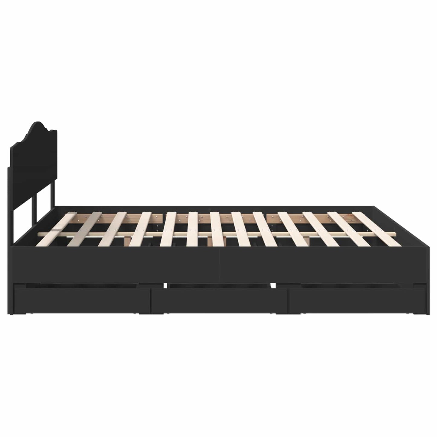 Bedframe met lade met opslag Zwart 200 x 200 cm Ingenieurshout