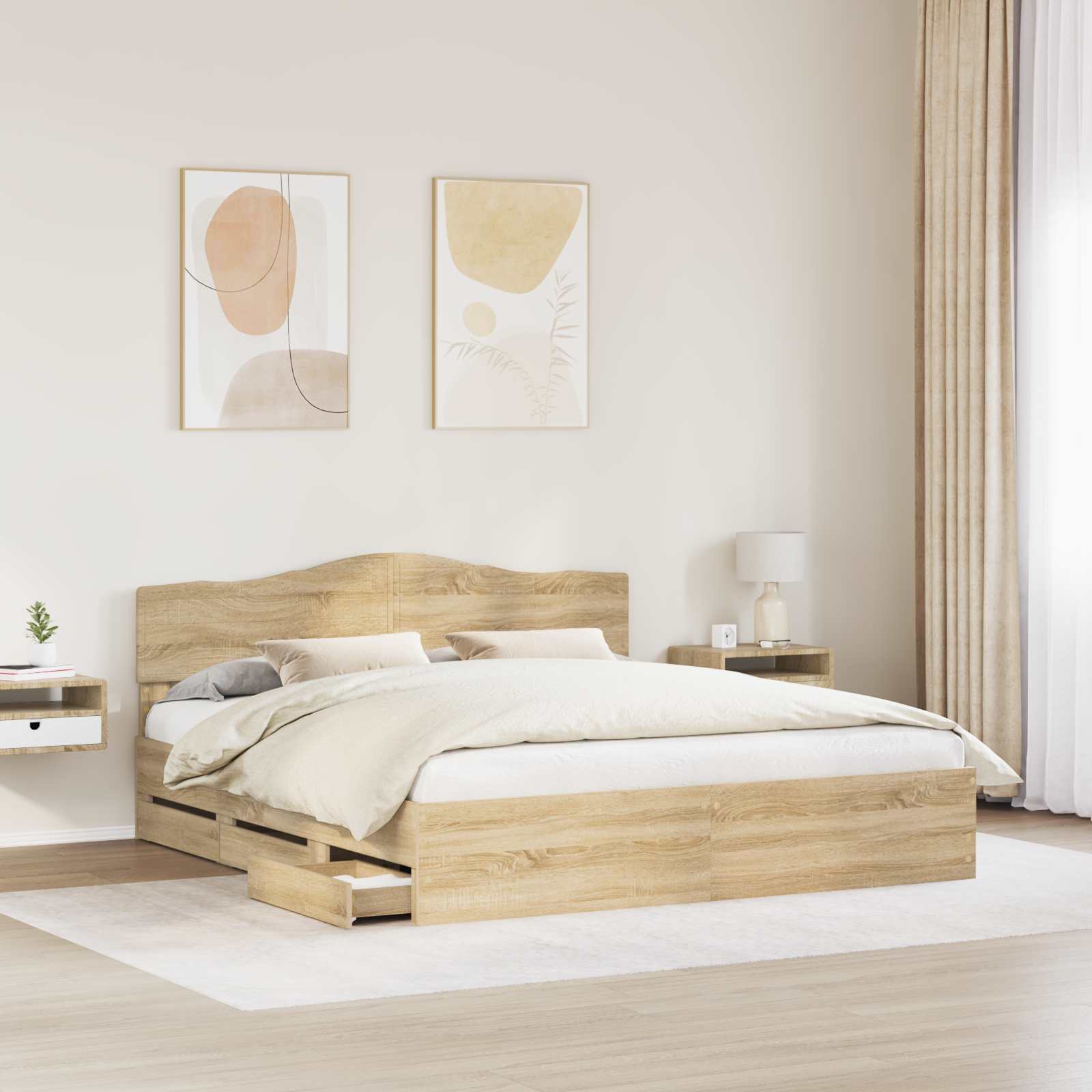 Bedframe met lade Sonoma Eiken 200 x 200 cm Ingenieurshout