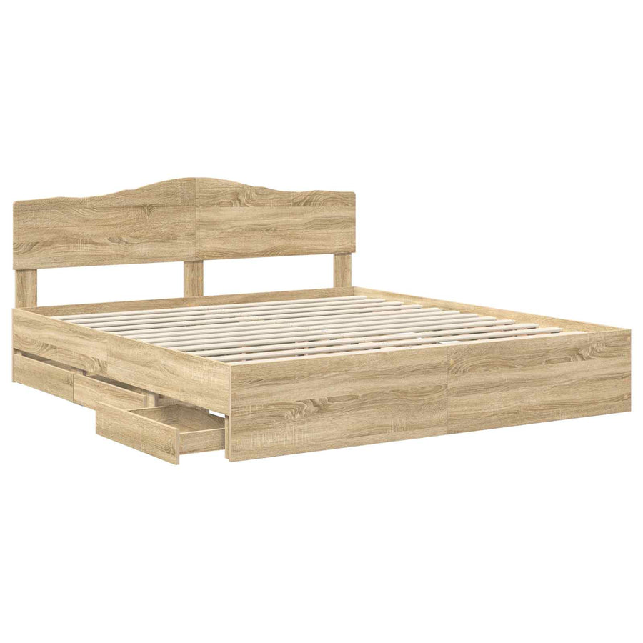 Bedframe met lade Sonoma Eiken 200 x 200 cm Ingenieurshout