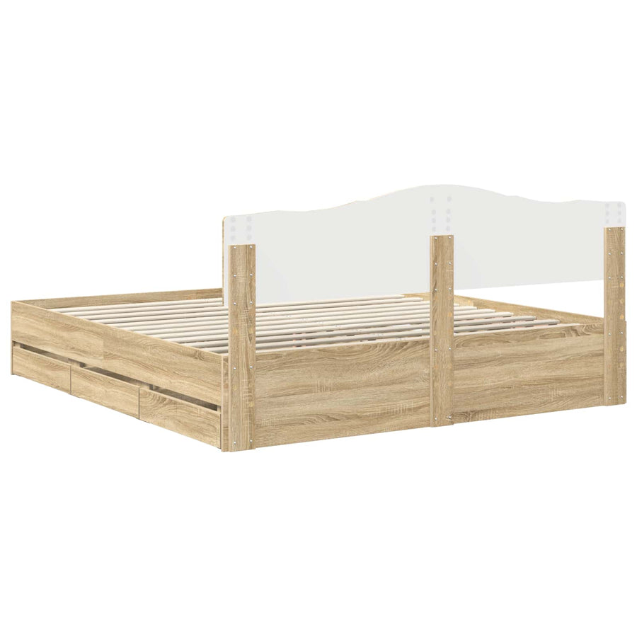 Bedframe met lade Sonoma Eiken 200 x 200 cm Ingenieurshout