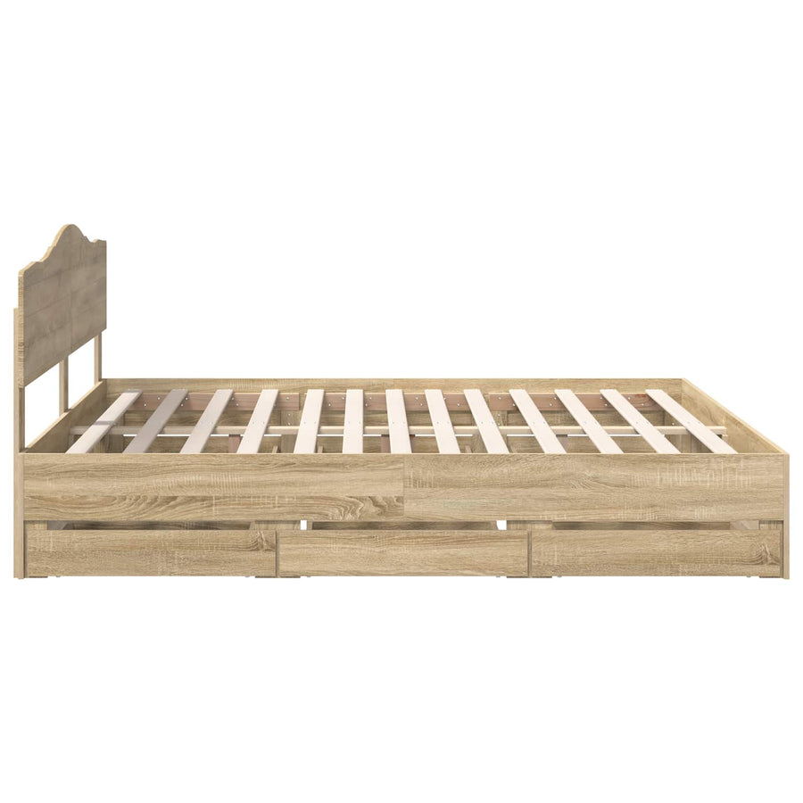 Bedframe met lade Sonoma Eiken 200 x 200 cm Ingenieurshout