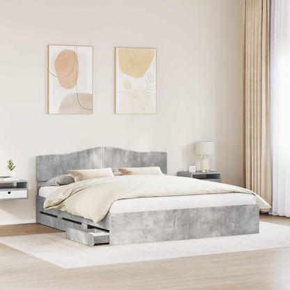 Bedframe met lade Beton Grijs 200 x 200 cm Ingenieurshout