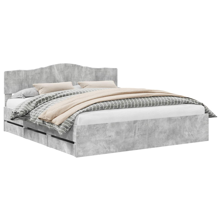 Bedframe met lade Beton Grijs 200 x 200 cm Ingenieurshout