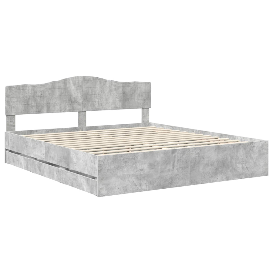 Bedframe met lade Beton Grijs 200 x 200 cm Ingenieurshout