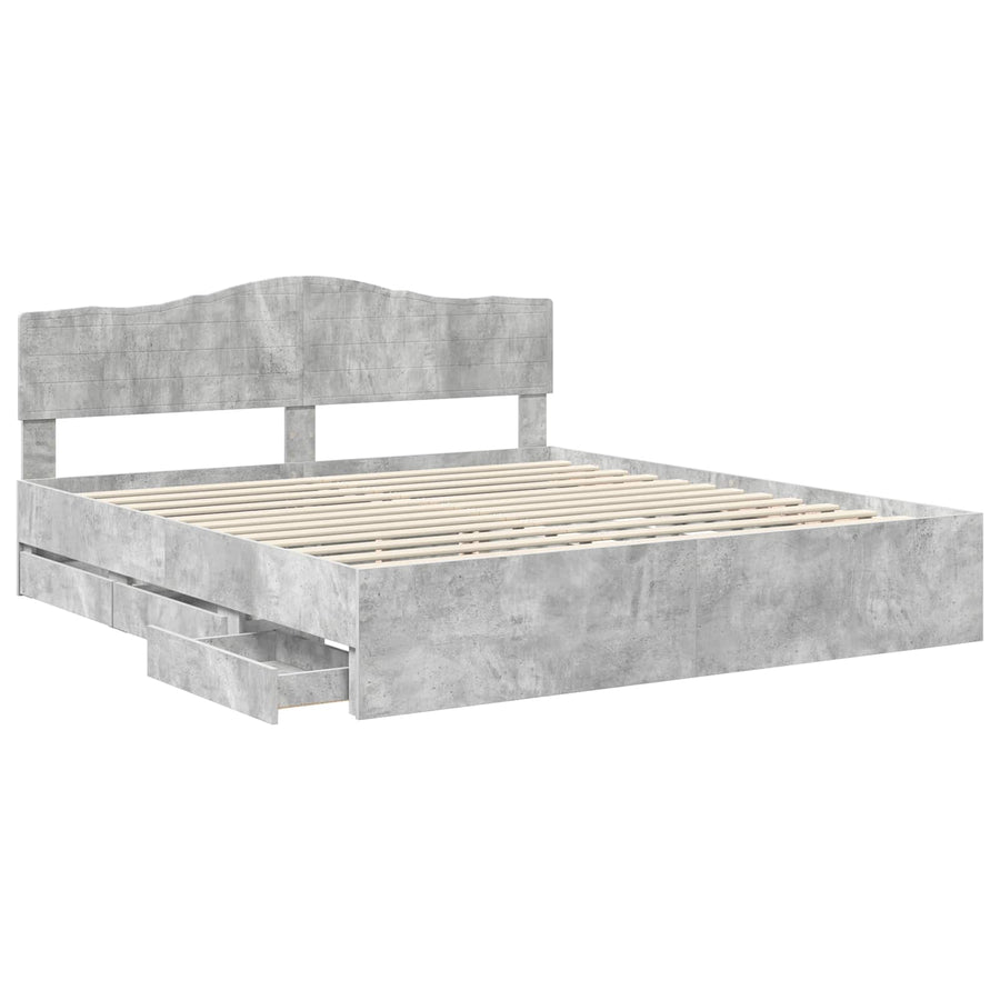 Bedframe met lade Beton Grijs 200 x 200 cm Ingenieurshout