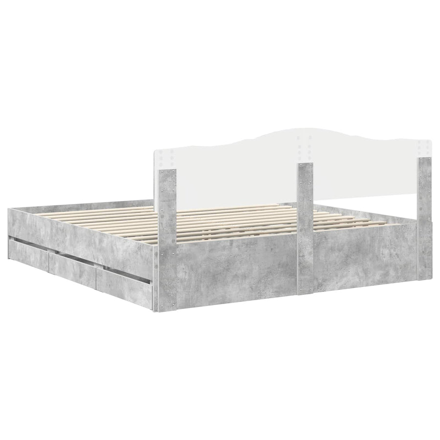 Bedframe met lade Beton Grijs 200 x 200 cm Ingenieurshout