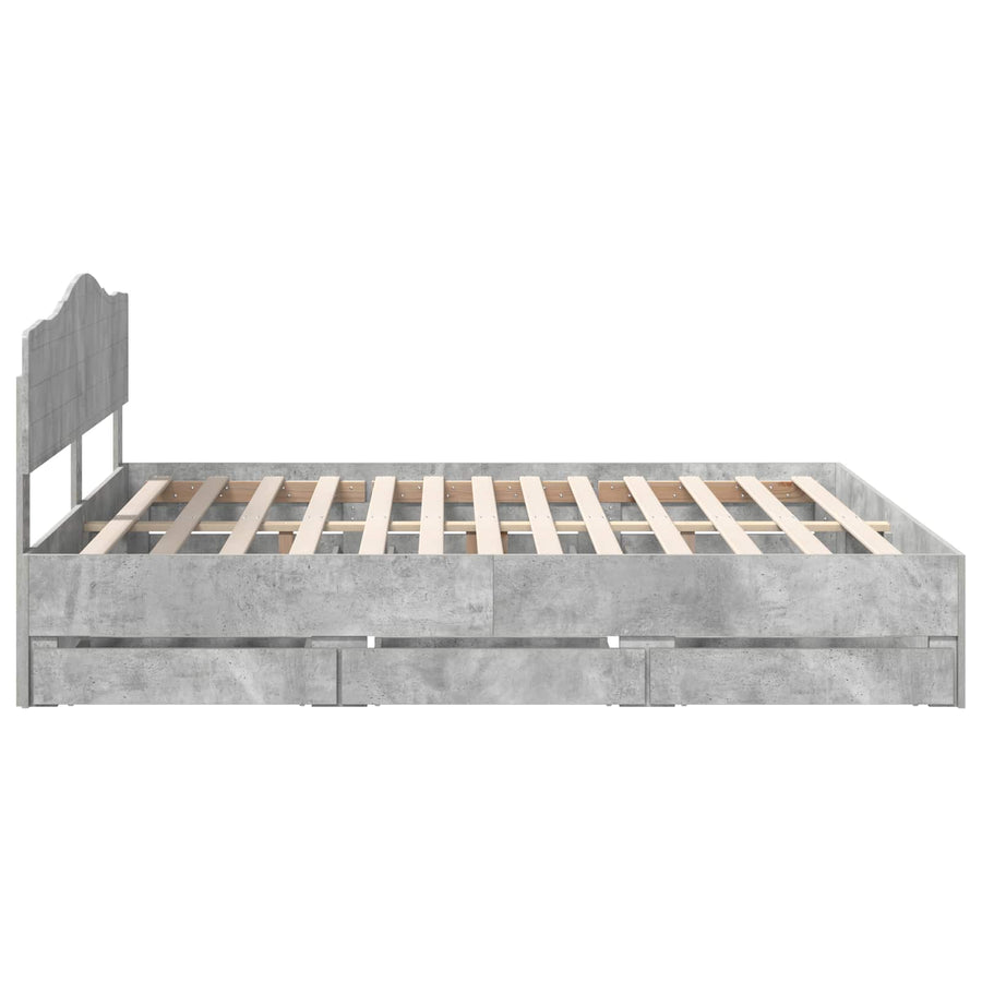Bedframe met lade Beton Grijs 200 x 200 cm Ingenieurshout