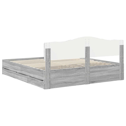 Bedframe met lade Grijs Sonoma 200 x 200 cm Ingenieurshout