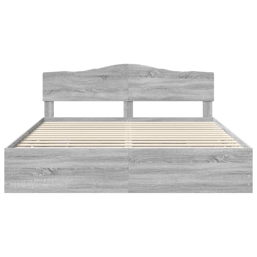 Bedframe met lade Grijs Sonoma 200 x 200 cm Ingenieurshout