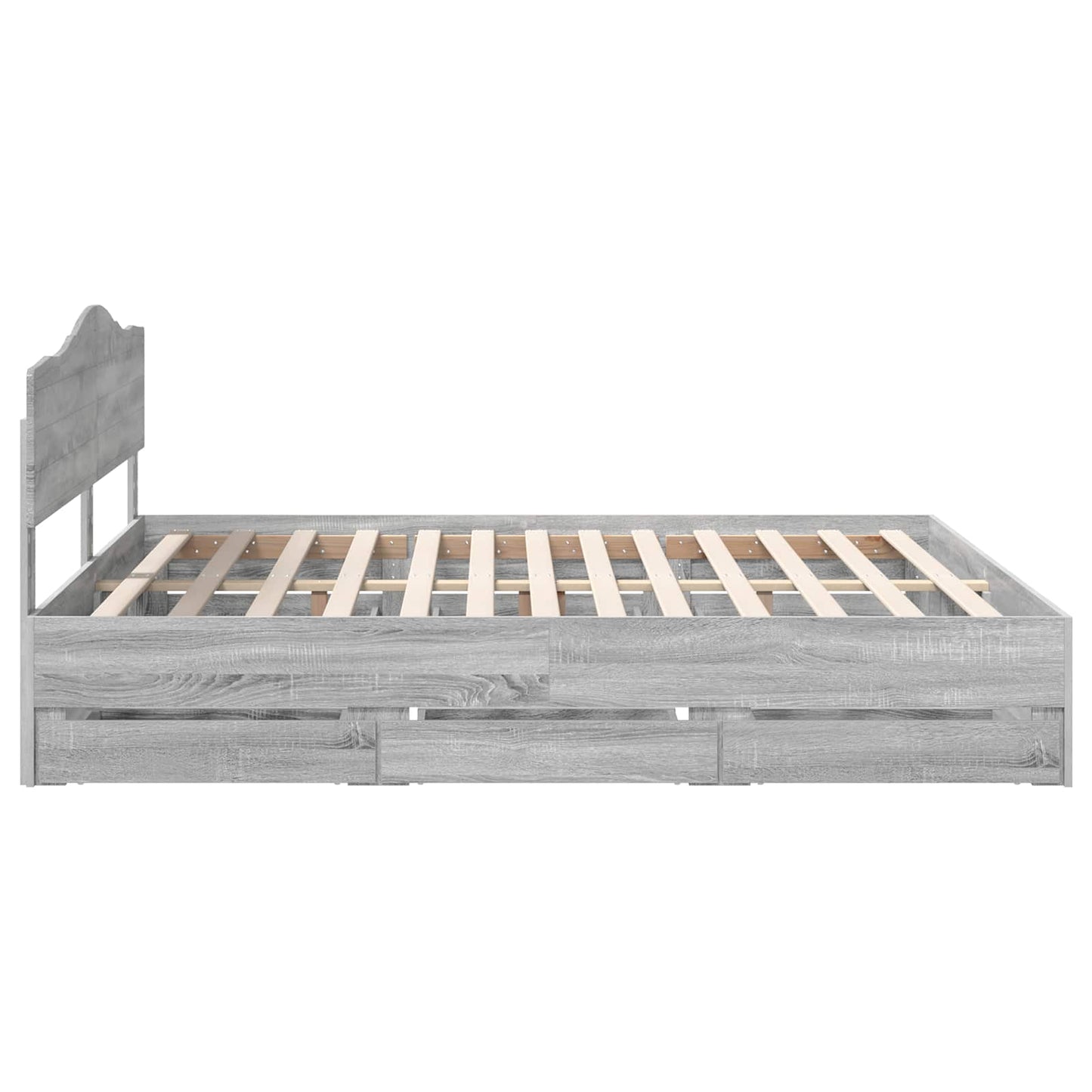 Bedframe met lade Grijs Sonoma 200 x 200 cm Ingenieurshout