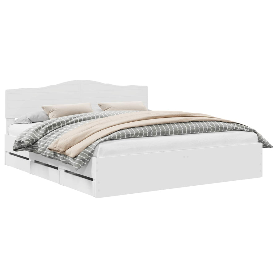 Bedframe met lade met opslag Wit 180 x 200 cm Ingenieurshout