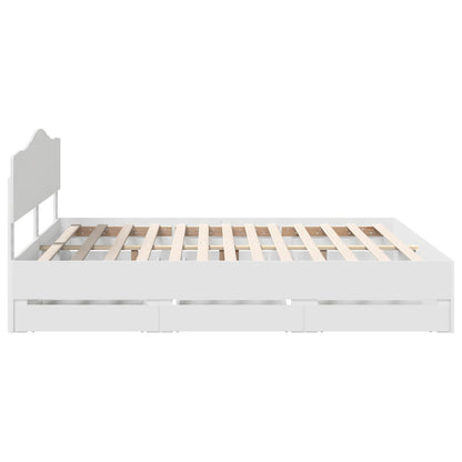 Bedframe met lade met opslag Wit 180 x 200 cm Ingenieurshout