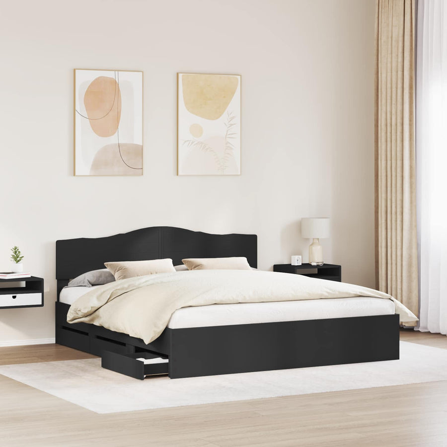 Bedframe met lade met opslag Zwart 180 x 200 cm Ingenieurshout