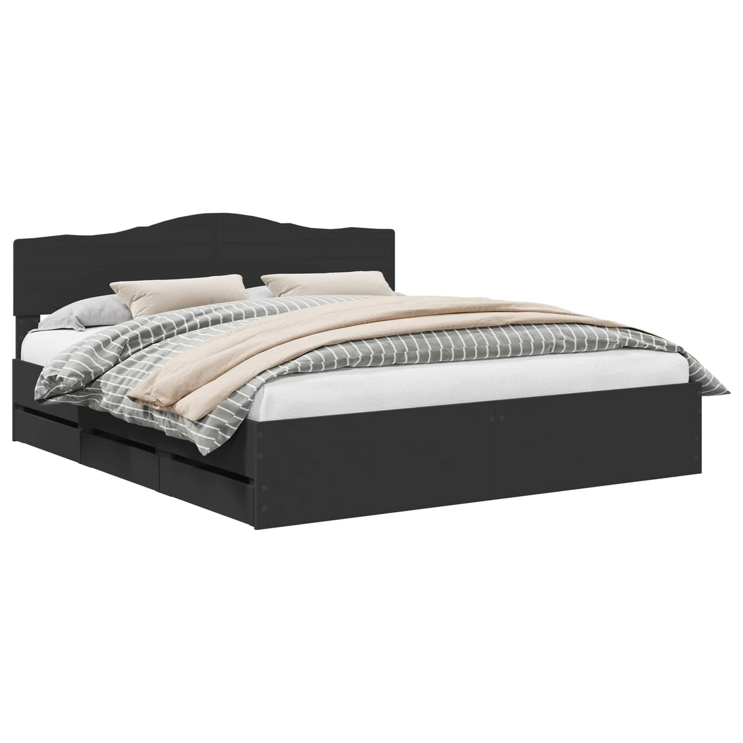 Bedframe met lade met opslag Zwart 180 x 200 cm Ingenieurshout