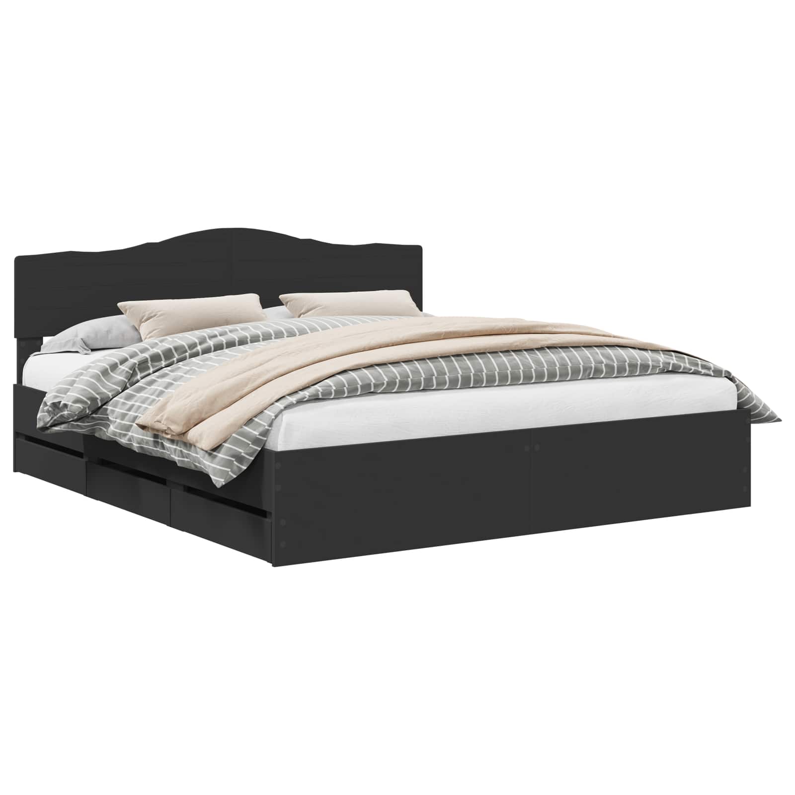 Bedframe met lade met opslag Zwart 180 x 200 cm Ingenieurshout