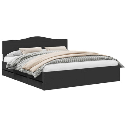 Bedframe met lade met opslag Zwart 180 x 200 cm Ingenieurshout