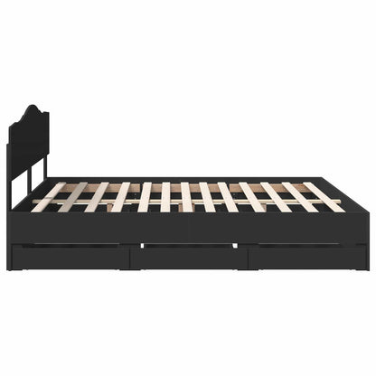 Bedframe met lade met opslag Zwart 180 x 200 cm Ingenieurshout