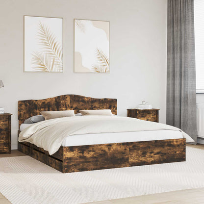 Bedframe met lade Gerookt eiken 180 x 200 cm Ingenieurshout